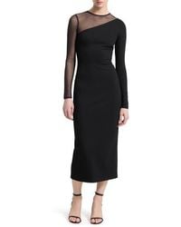 MARCELLA - Milo Long Sleeve Mesh & Ponte Column Dress - Lyst