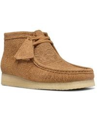 Clarks - Floral Embossed Wallabee Suede Boot - Lyst