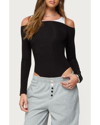 Edikted - Layered Off The Shoulder Rib Bodysuit - Lyst