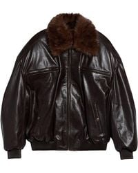 Lu'u Dan - Faux Leather Cargo Flight Jacket With Faux Fur Collar - Lyst