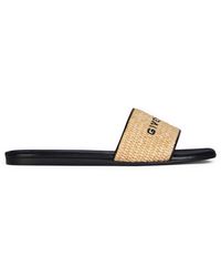 Givenchy - Logo Raffia Flat Slide Sandal - Lyst