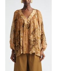 Zimmermann - Kindred Spirit Carousel Batwing Silk Blend Top - Lyst