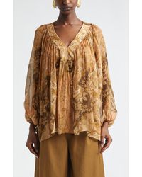 Zimmermann - Kindred Spirit Carousel Batwing Silk Blend Top - Lyst