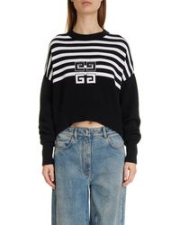 Givenchy - Oversize Stripe 4g Patch Crop Sweater - Lyst