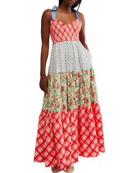 Free People - Bluebell Mixed Print Cotton Maxi Dress - Lyst
