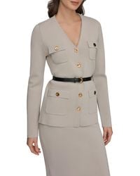 Donna Karan - Belted Sweater Blazer - Lyst