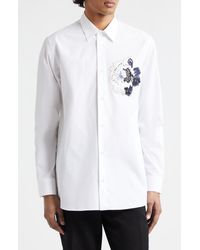 Alexander McQueen - Dutch Flower Embroidered Cotton Poplin Button-up Shirt - Lyst