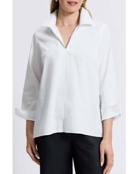Foxcroft - Agnes Split Cuff Popover Blouse - Lyst