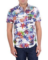 Robert Graham - Kendari Floral Short Sleeve Linen & Cotton Button-up Shirt - Lyst