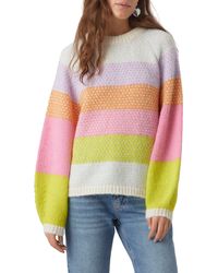 Vero Moda - Cruz Rainbow Stripe Crewneck Sweater - Lyst