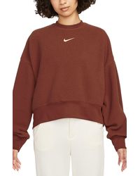 nike mini swoosh oversized boxy sweatshirt in oatmeal