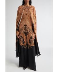 Zimmermann - Hypnotic Paisley Long Sleeve Dress With Removable Cape - Lyst