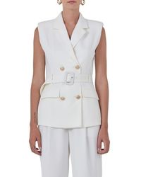 Endless Rose - Shoulder Pad Belted Sleeveless Double Breasted Blazer - Lyst
