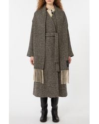 Weekend by Maxmara - Zenica Scarf Detail Herringbone Tweed Wool Blend Coat - Lyst