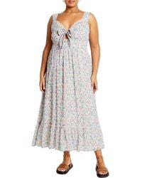 City Chic - Lidia Tie Front Lace Trim Maxi Dress - Lyst