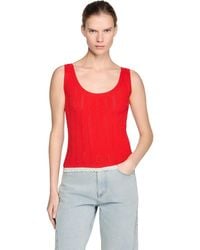 Sandro - Knit And Lace Top - Lyst