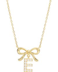 ATHRA LUXE - Cubic Zirconia Bow Initial Pendant Necklace - Lyst
