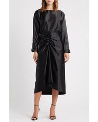 Julia Jordan - Long Sleeve Satin Cocktail Midi Dress - Lyst