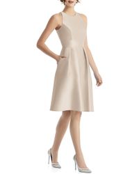alfred sung high low satin twill cocktail dress