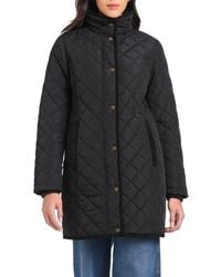 Vince Camuto - Water Resistant Quilted Coat With Removable Hood - Lyst