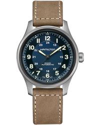 Hamilton - Khaki Field Titanium Automatic Leather Strap Watch - Lyst