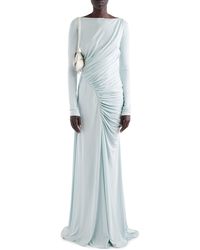 Givenchy - Long Sleeve Draped Jersey Evening Gown - Lyst