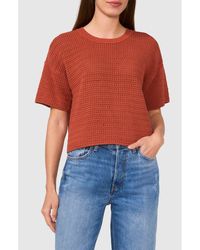 Halogen® - Open Stitch Crewneck Sweater - Lyst
