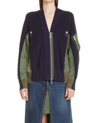 Sacai - Hybrid Cotton & Nylon Ma-1 Sweater Jacket - Lyst