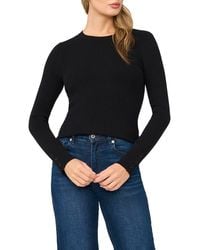 Halogen® - Button Cuff Rib Crewneck Sweater - Lyst