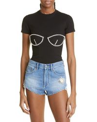 Area - Crystal Bustier Cup T-Shirt - Lyst