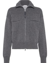 Brunello Cucinelli - Double-Knit Cardigan - Lyst