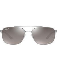 Ray-Ban - 59mm Polarized Mirrored Rectangular Sunglasses - Lyst