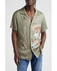 Balmain - Tiger Print Satin Pajama Shirt - Lyst