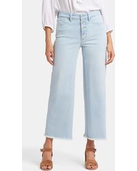 NYDJ - Teresa Frayed Exposed Button High Waist Ankle Wide Leg Jeans - Lyst