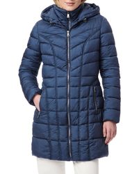 Bernardo - Water Resistant Packable Hooded Puffer Coat With Removable Bib Insert - Lyst