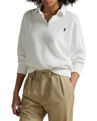 Polo Ralph Lauren - Cotton Blend Fleece Quarter-Zip Sweatshirt - Lyst