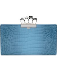 Alexander McQueen - Jewelled Four-ring Flat Pouch Ombré Croc Embossed Leather Clutch - Lyst