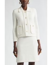 St. John - Mixed Texture Knit Crop Jacket - Lyst