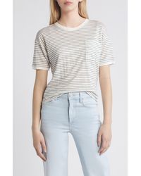 FRAME - Stripe Pocket Organic Cotton Pocket T-shirt - Lyst