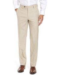 Berle - Flat Front Stretch Solid Wool Trousers - Lyst