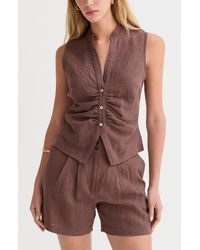 Crescent - Sleeveless Mandarin Collar Blouse Top - Lyst
