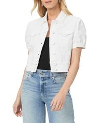 PAIGE - Kendra Short Sleeve Crop Denim Jacket - Lyst