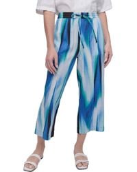 DKNY - Cropped Printed Linen Pull-on Pants - Lyst