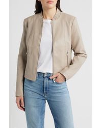 Via Spiga - Front Zip Faux Leather Jacket - Lyst