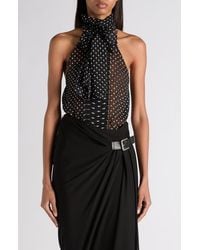 Tom Ford - Polka Dot Scarf Neck Silk Chiffon Top - Lyst