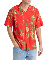 Quiksilver - Dna Bamboo Island Print Short Sleeve Button-up Shirt - Lyst
