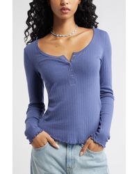 BP. - Cotton Blend Pointelle Henley Top - Lyst