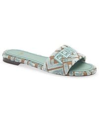 Fendi - Sunshine Logo Embroidered Slide Sandal - Lyst