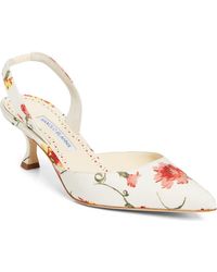 Manolo Blahnik - Carolyne Floral Pointed Toe Slingback Pump - Lyst
