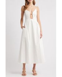 Cult Gaia - Ellaria Plunge Stretch Poplin Midi Dress - Lyst